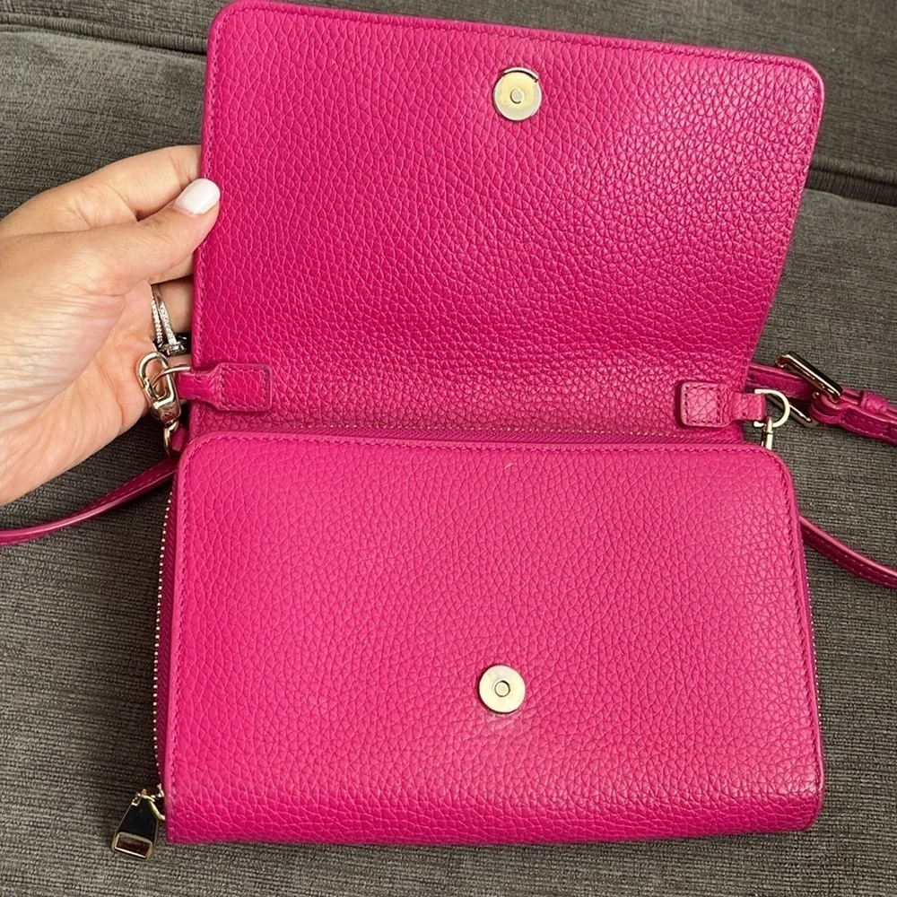 TORY BURCH Bombe fuchsia wallet convertible crossbody/clutch
